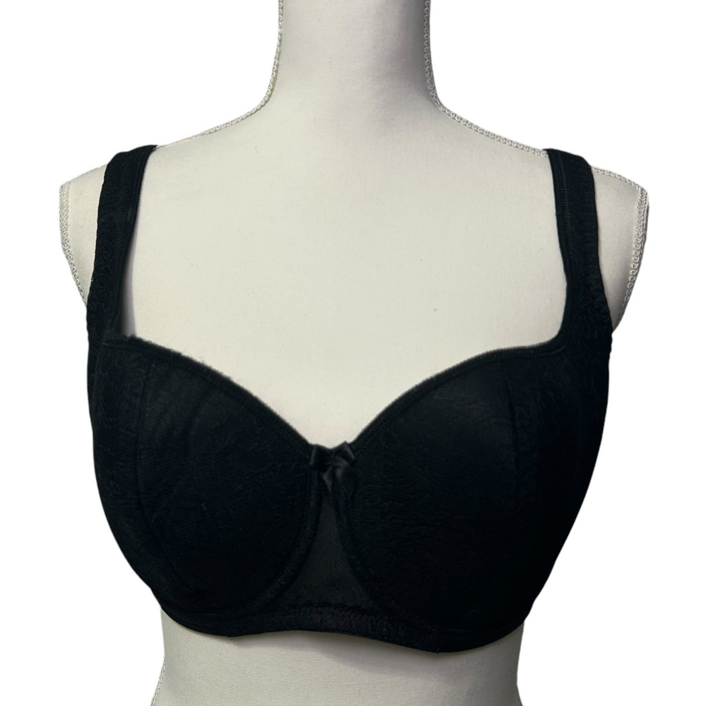ROSME women’s black lightly padded/lined Balconette 36DDD/F underwire bra NWOT